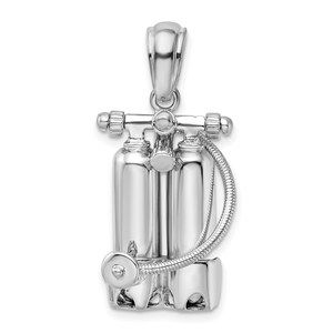 925 Sterling Silver  3D Scuba Tanks w/Hose Necklace Charm Pendant, Unisex